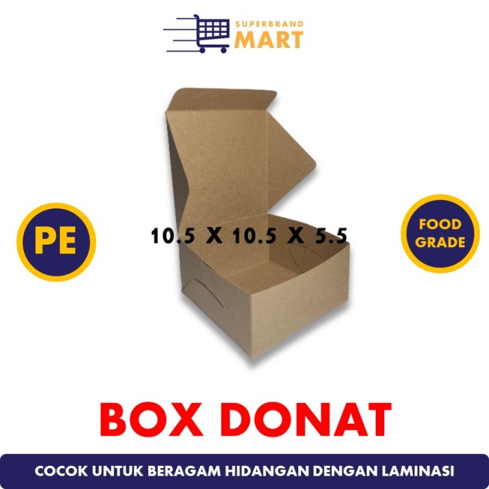 

Paper Box Donat Kraft Laminasi 10.5x10.5x5.5 cm Box Kue Snack Donat - Laminasi