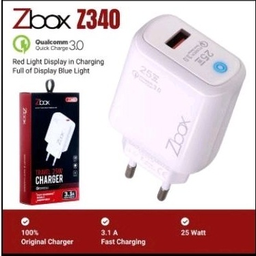 TC CAS CASAN Charger ZBOX Z340 25watt 25W QUALCOMM 3.0 Fast Charging 3.1A with LED Indicator PLUS KABEL DATA USB Micro  ATAU Type-C TIPE C Z340