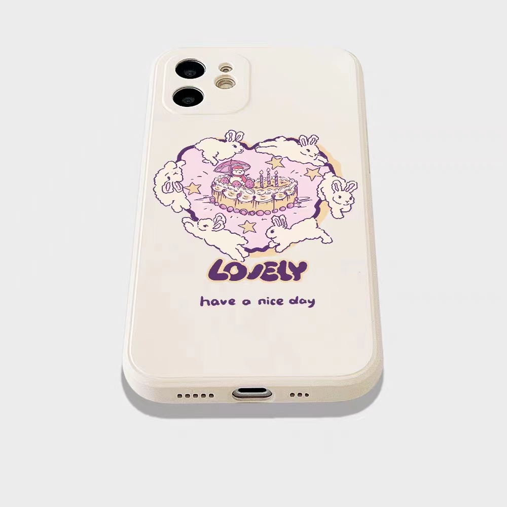 IPHONE Ins Pola Kelinci Cocok Untuk Iphone14 14pro 14plus 13 13pro 13prm iPhone12 7Plus 8Plus Xr XS 13 Pro Max Empat Sudut Casing Ponsel Tahan Guncangan