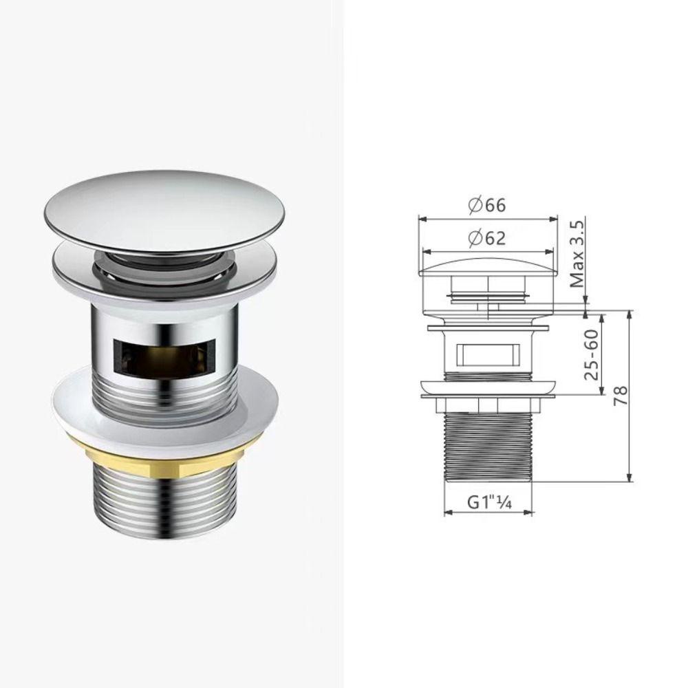 Populer Basin Sink Tap Klik Tombol Buangan Kendur Slotted Perangkat Pembuangan Baskom Tanpa Slot