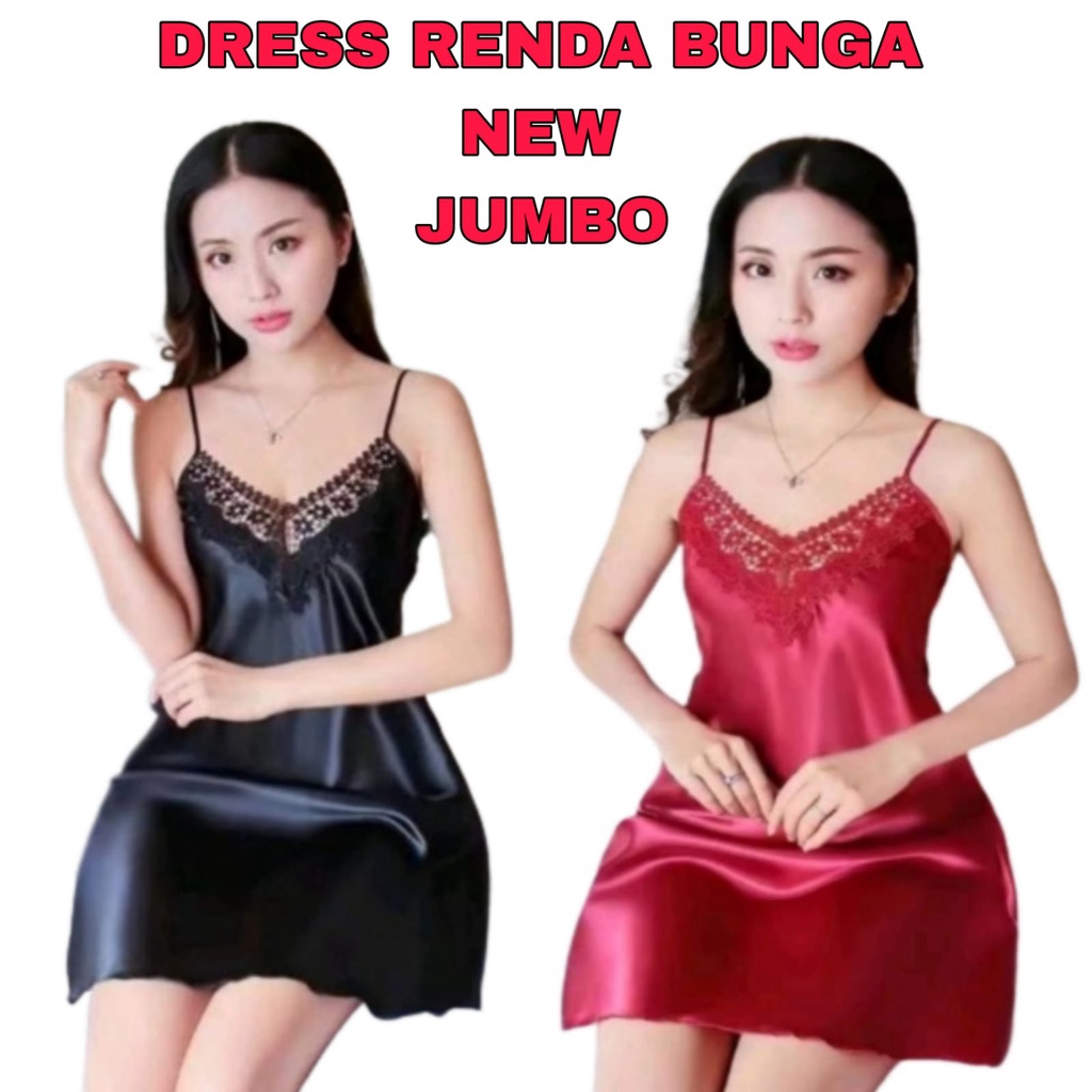Dtree . Dress lingerie jumbo renda bunga new xxl / baju tidur wanita sexy import fit xxl (139/XXL)