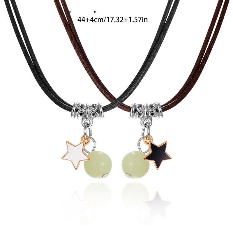 2 PCS/Set Fashion Pasangan Bercahaya Manik-Manik Bersinar Liontin Kalung Untuk Wanita Hati Bunga Bulan Kucing Persahabatan Perhiasan Kekasih Hadiah