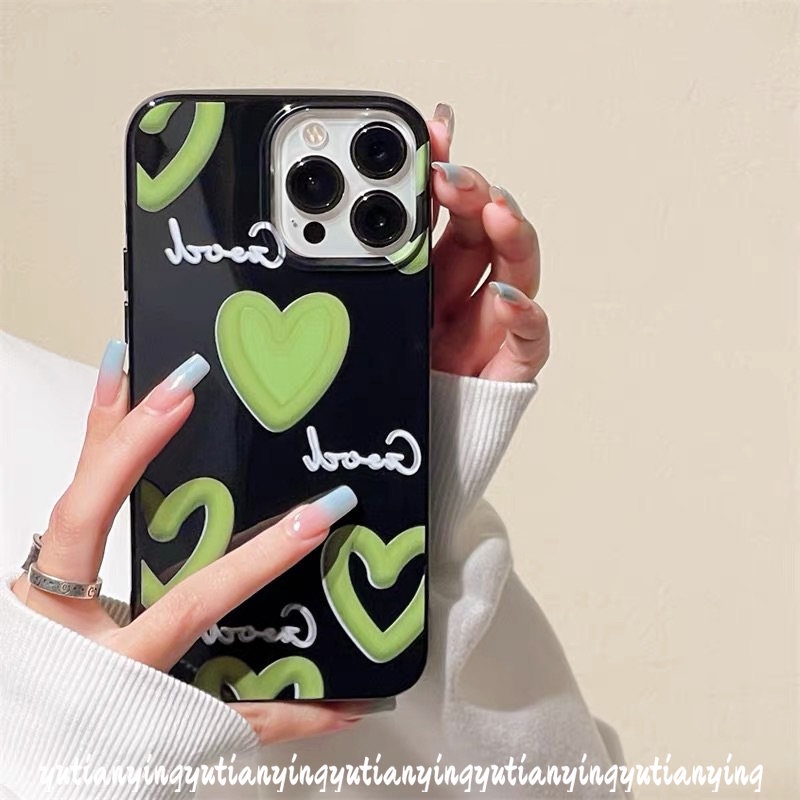 IPHONE Casing Ponsel Cinta Hati Graffiti Kartun Lucu Kompatibel Untuk Iphone11 14 12 13 Pro Max X7 8 6 6s Plus XR XS Max SE 2020 Shockproof TPU Lembut Glossy Halus Tahan Kotoran Back Cover