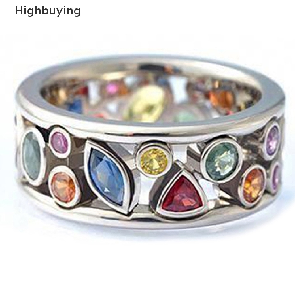 Hbid Desain Geometris Cincin Warna-Warni Cincin Kristal Fashion Harian Wearable Finger Ring Jewelry Multicolor Finger Rain Zircon Hip Hop Perhiasan Hadiah Glory