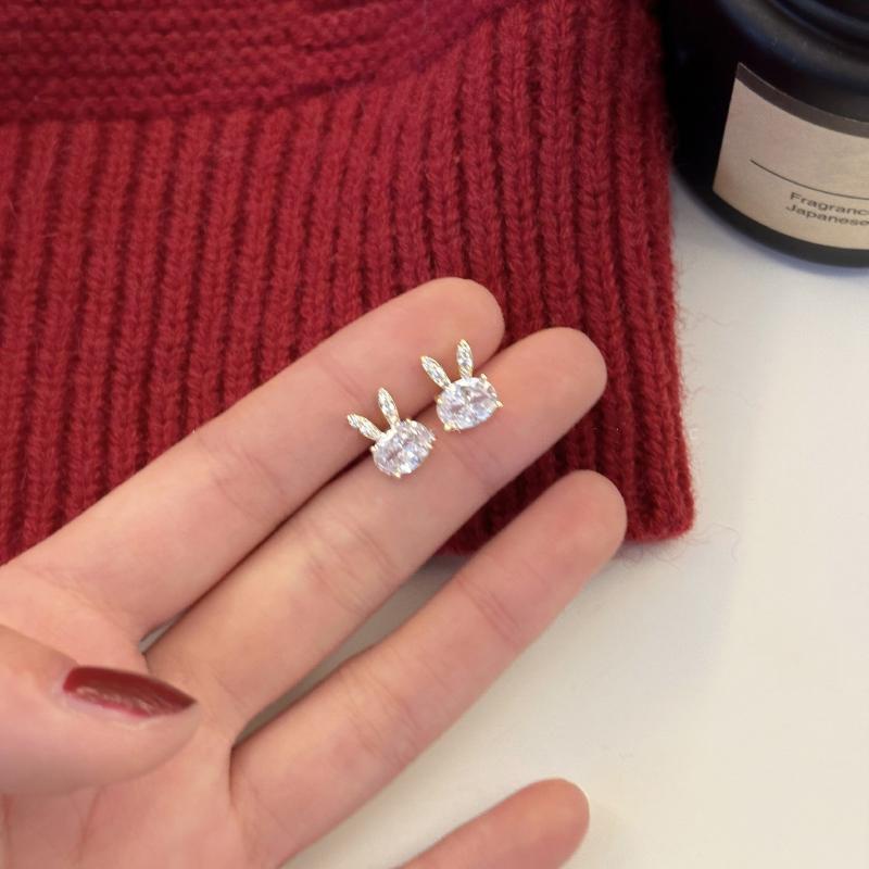 Anting Zirkon Kelinci Kecil Imut Manis Aksesoris Korea Wanita