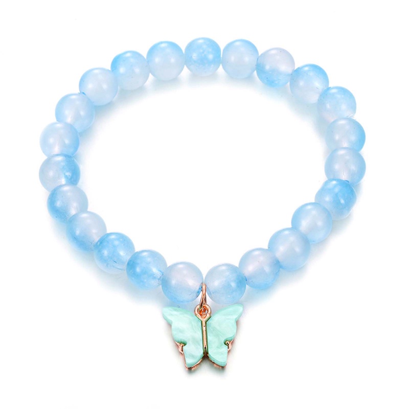 Gaya Baru Korea Temperamen Sahabat Mutiara Kristal Gelang Peri Biru Kupu-Kupu Manik Gelang