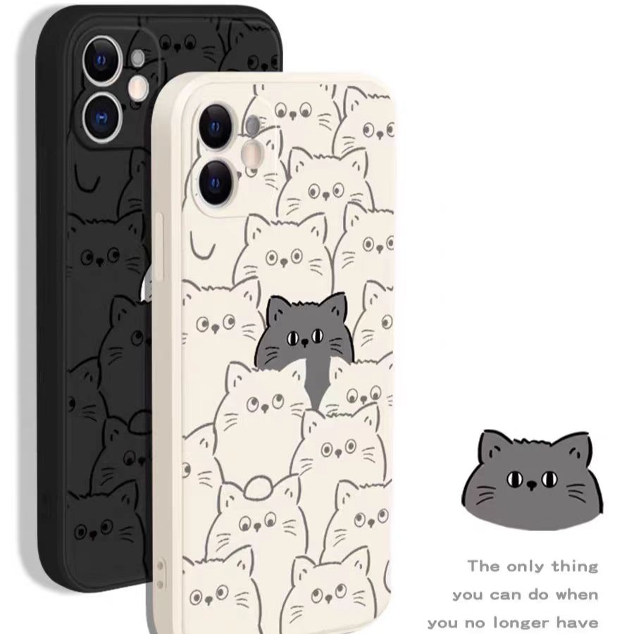 IPHONE Ins Pola Kucing Cocok Untuk Iphone14 14pro 14plus 13 13pro 13prm iPhone12 7Plus 8Plus Xr XS 13 Pro Max Empat Sudut Casing Ponsel Tahan Guncangan