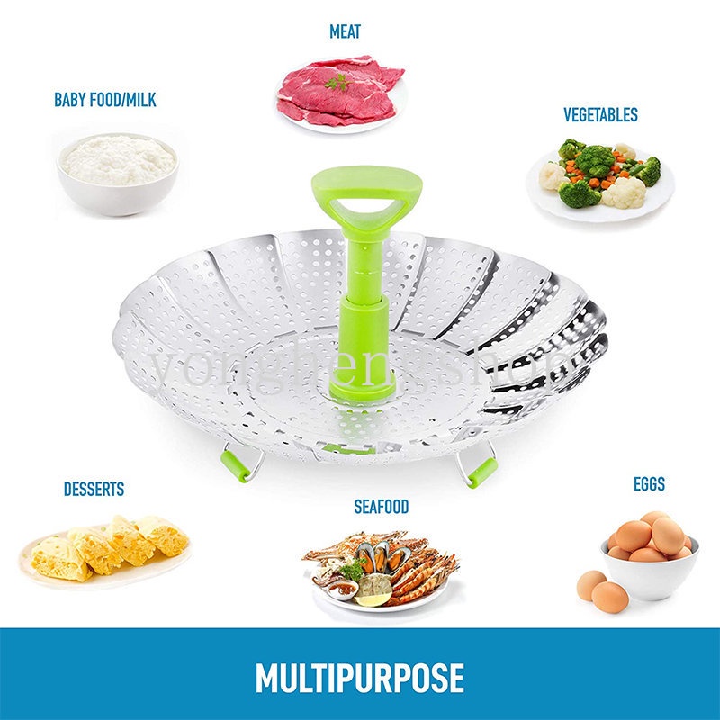 Kreatif Stainless Steel Steamer Lotus Berbentuk Teleskopik Steamer Pangsit Mengukus Rak Tray Sayur Buah Keranjang Dapur Peralatan Masak Multifungsi