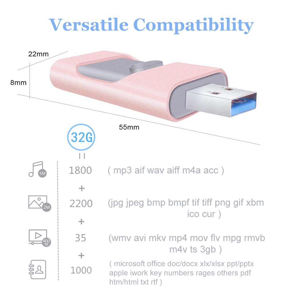 Flashdisk USB Flashdisk 512GB Flashdisk OTG USB 3.0 Flash Drive Untuk 8pin/hp/Tablet