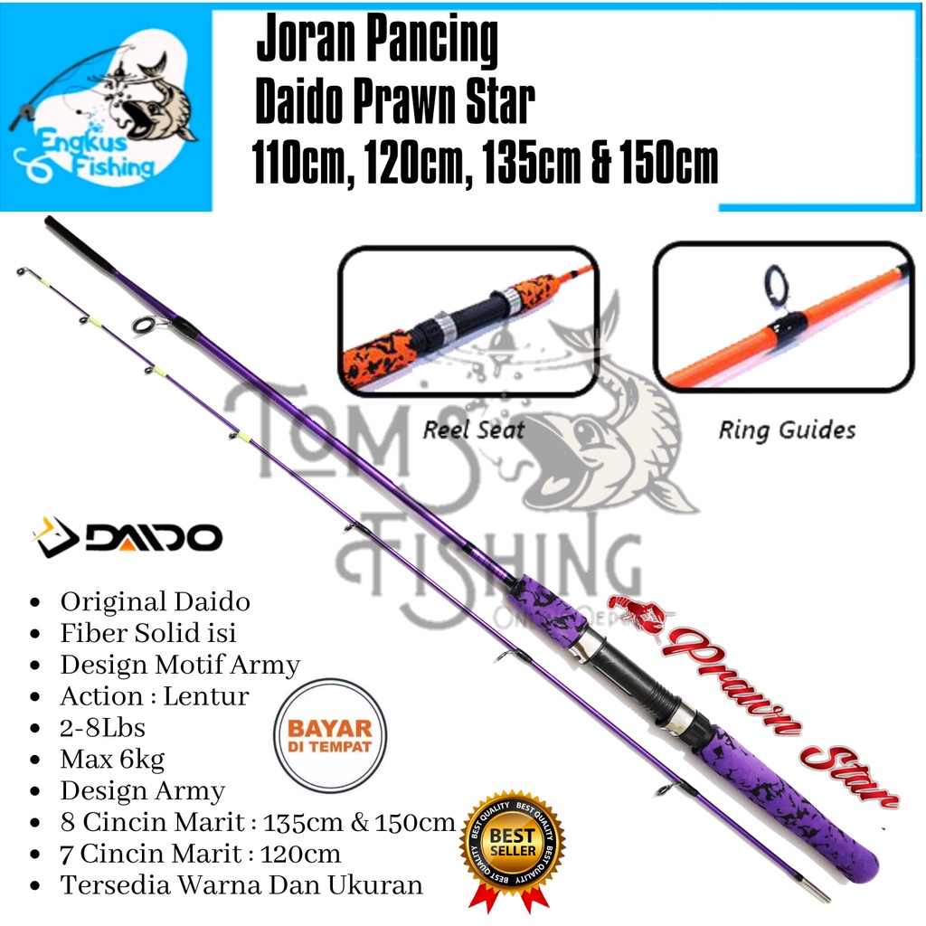 Joran Pancing Daido Prawn Star 100cm - 150cm (2-8Lbs) Lentur Murah Solid - Engkus Fishing