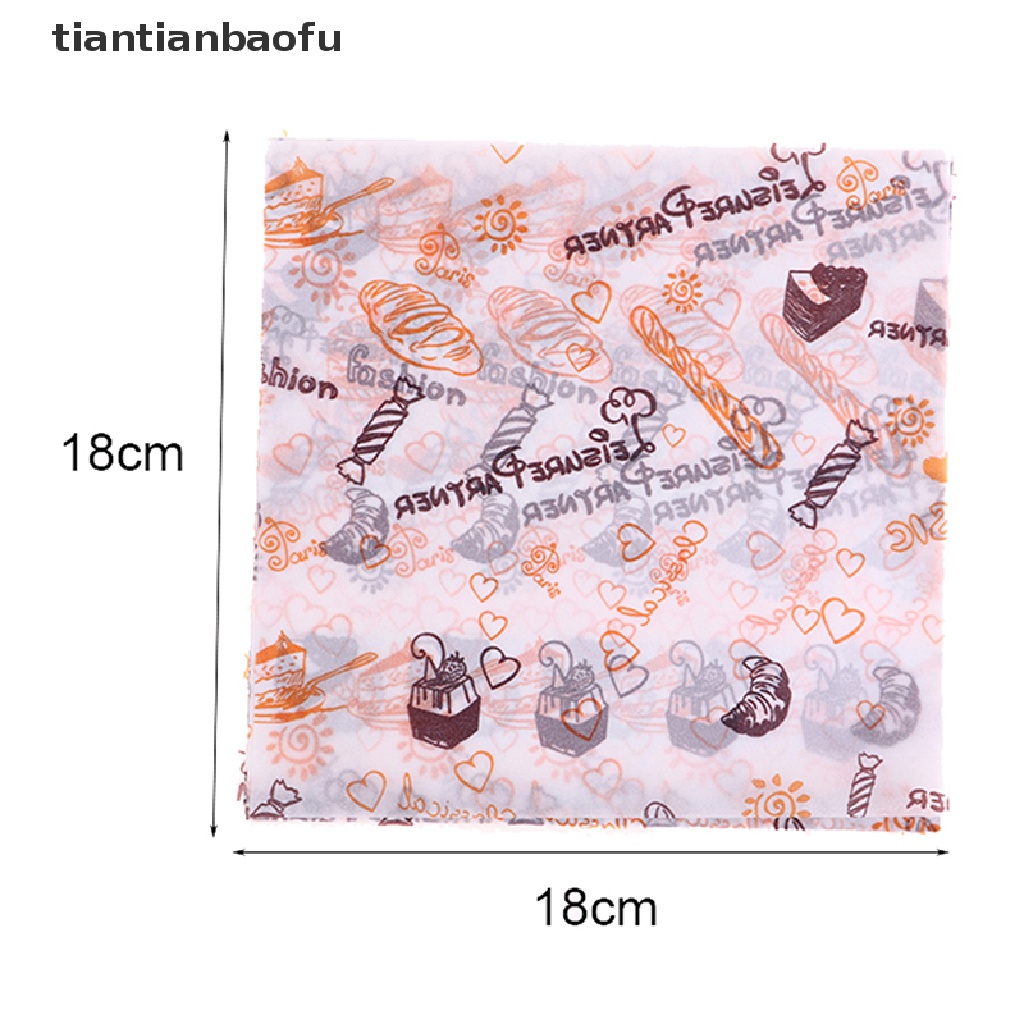 [tiantianbaofu] 50lembar Bento Cake Box Pad Kertas Burger Cake Oil Proof Paper Plate Kertas Butik