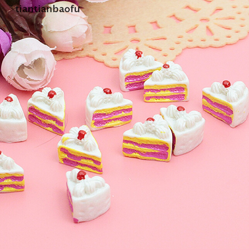 [tiantianbaofu] 10 Pcs DIY Baru Cabochons Kerajinan Bunga Segitiga Kue Resin Flatback Scrapbooking Butik