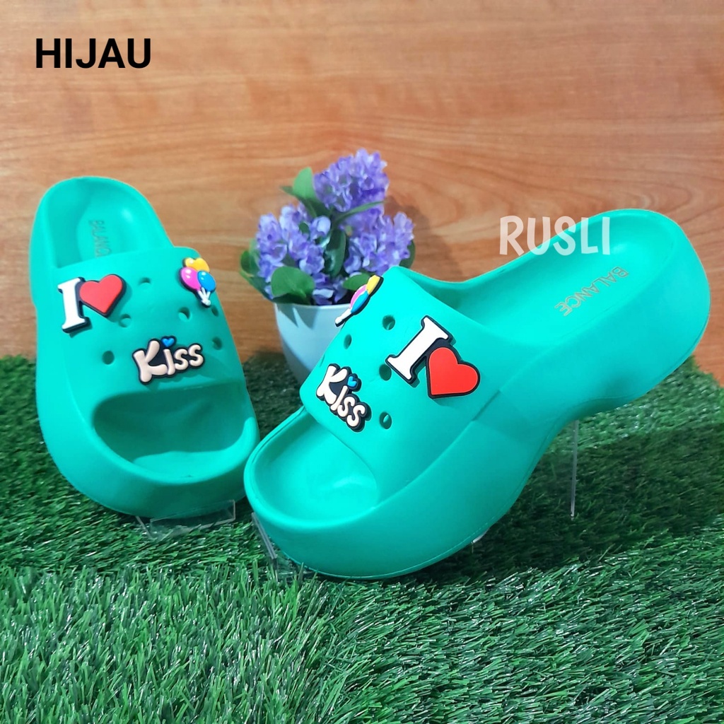 (COD) Sandal Jelly Fuji Wanita Kokop Baim Motif Kiss Balance 7002