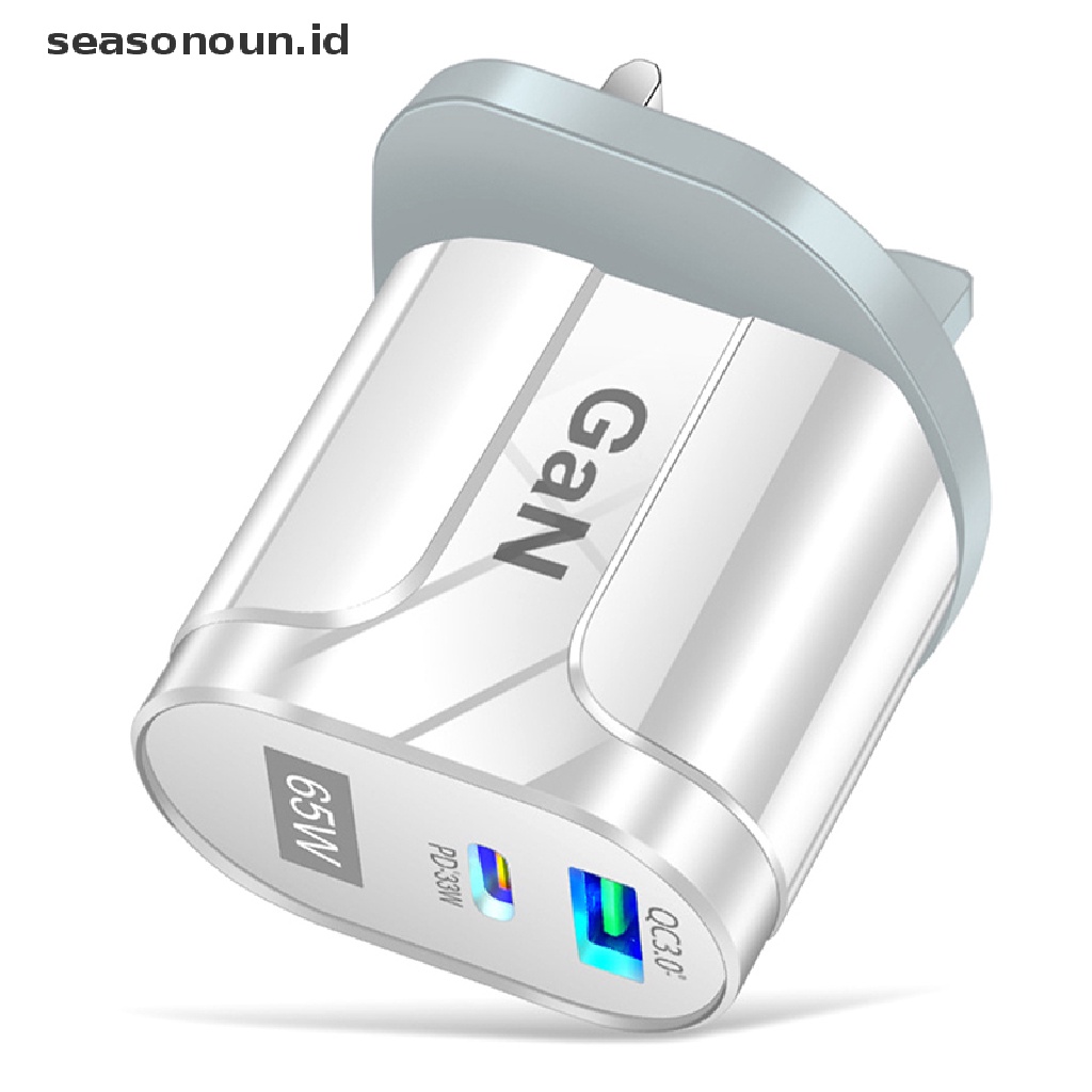 Seasonoun GaN 65W USB C Charger Quick Charge PD USB-C Tipe C Pengisi Daya USB Cepat EU/As/UK.