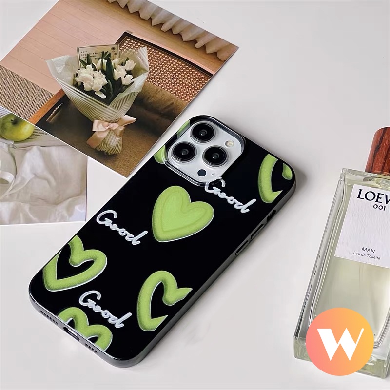 IPHONE Casing Ponsel Cinta Hati Graffiti Kartun Lucu Kompatibel Untuk Iphone11 14 12 13 Pro Max X7 8 6 6s Plus XR XS Max SE 2020 Shockproof TPU Lembut Glossy Halus Tahan Kotoran Back Cover