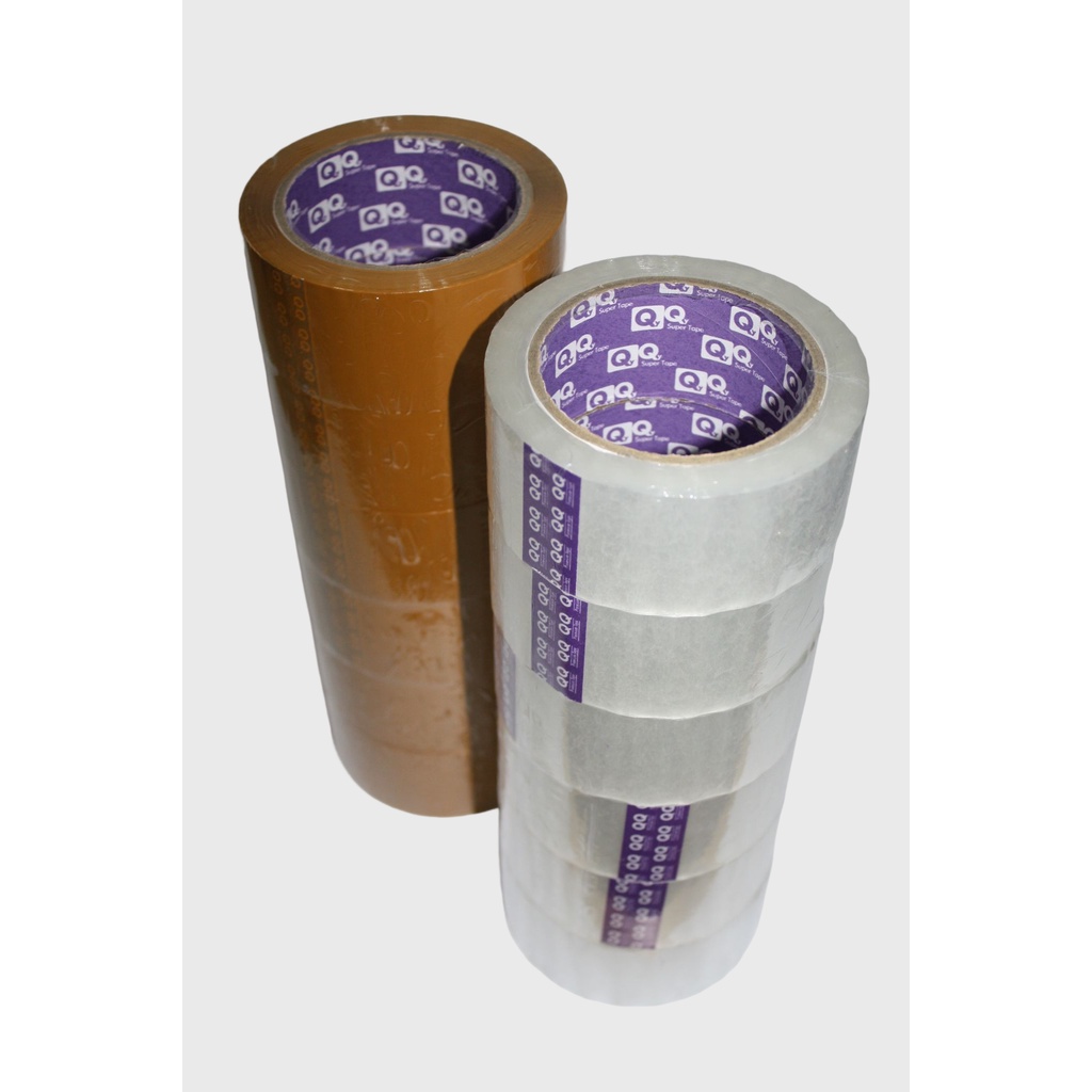 Lakban Bening / Coklat 1 slop (6roll)2IncH 45mmx90Yards Merk  &quot;QQ&quot; PURPLE CORE TOP QUALITY -HRCB