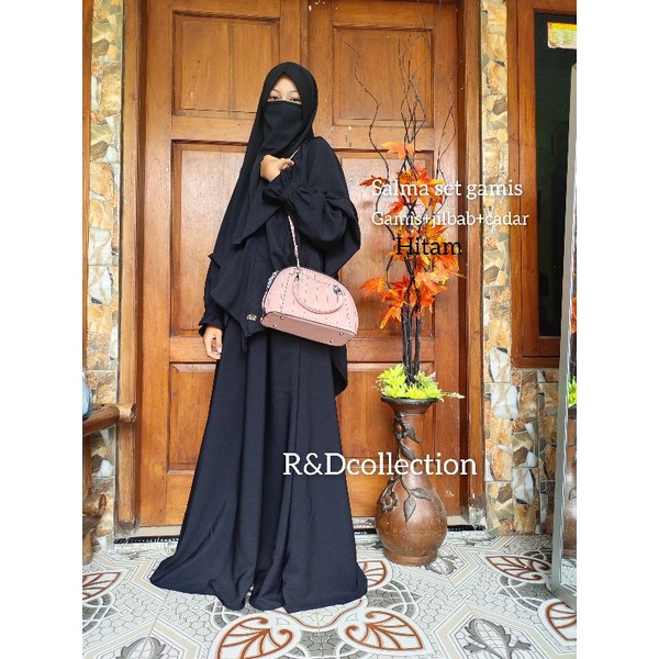 Ready Stock ✅ Dress Muslim Gamis Set Jilbab Salma Gamis Syar'I Polos Gamis Syari Set Jilbab Cadar Te