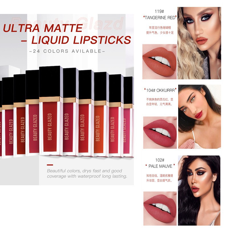 Beauty Glazed Lip Matte Lipstick Available in 24 Colors  - B31 B 31 (SHADE 121 - 124)