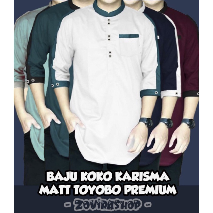 Baju Koko Karisma Matt Toyobo Premium Quality Baju Koko Pria Terbaru - -PUTIH-, M Berkualitas L1A5