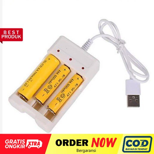 Charger dan baterai isi ulang AA 1000MAH AAA 600MAH cas charger baterai 1.2v min.1000mAh Ni-Mh - dinno.id