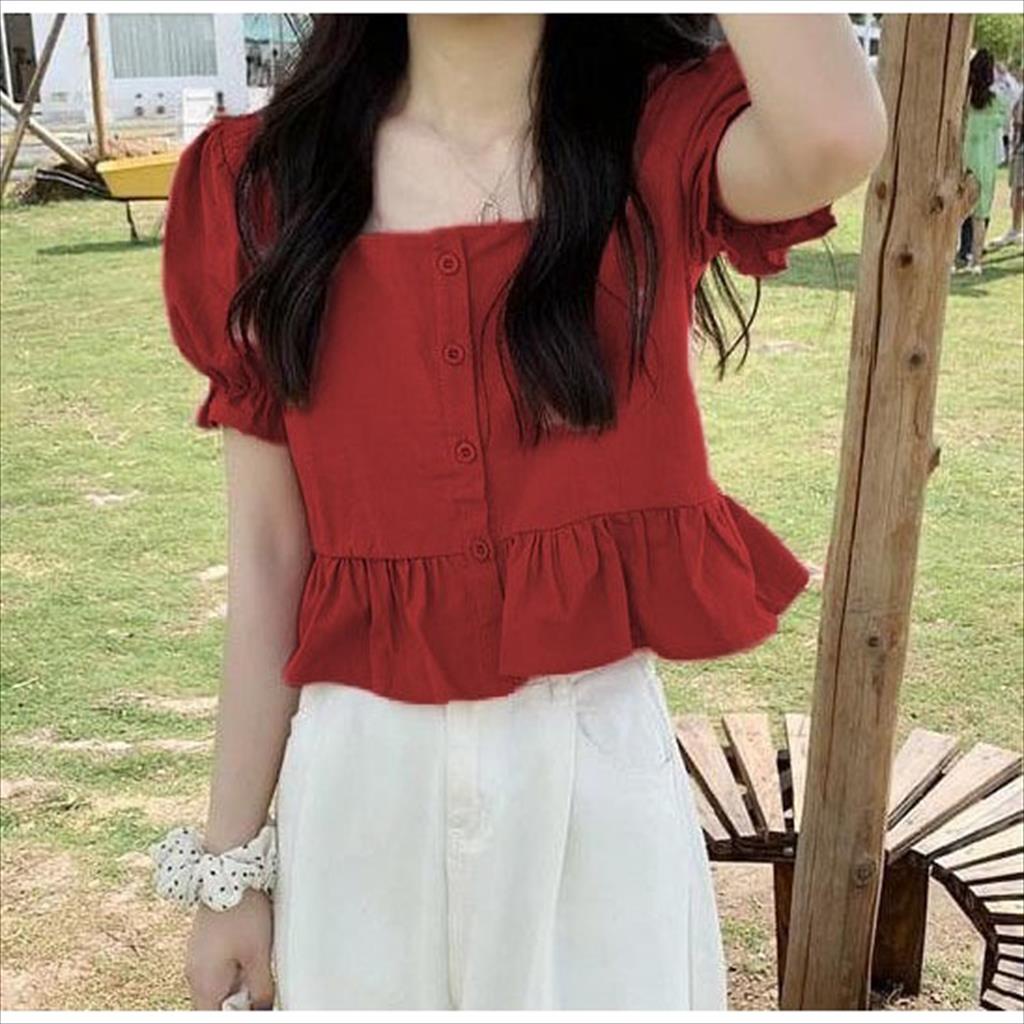 MJS 1.140 - Blouse Cany Crop Top Korean Fashion Pakaian Atasan Wanita Remaja