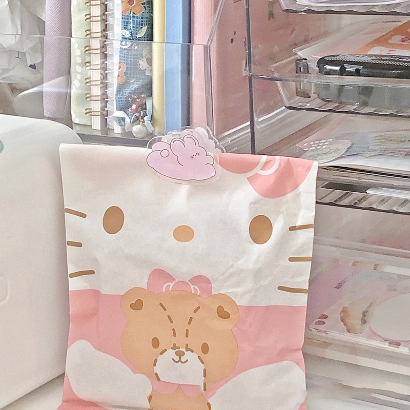 5pcs Kawaii Karakter Anime Lucu Hadiah Kantong Kertas Motif Kartun Kue Snack Sub-Packaging Storage Bag Desktop Kantong Sampah