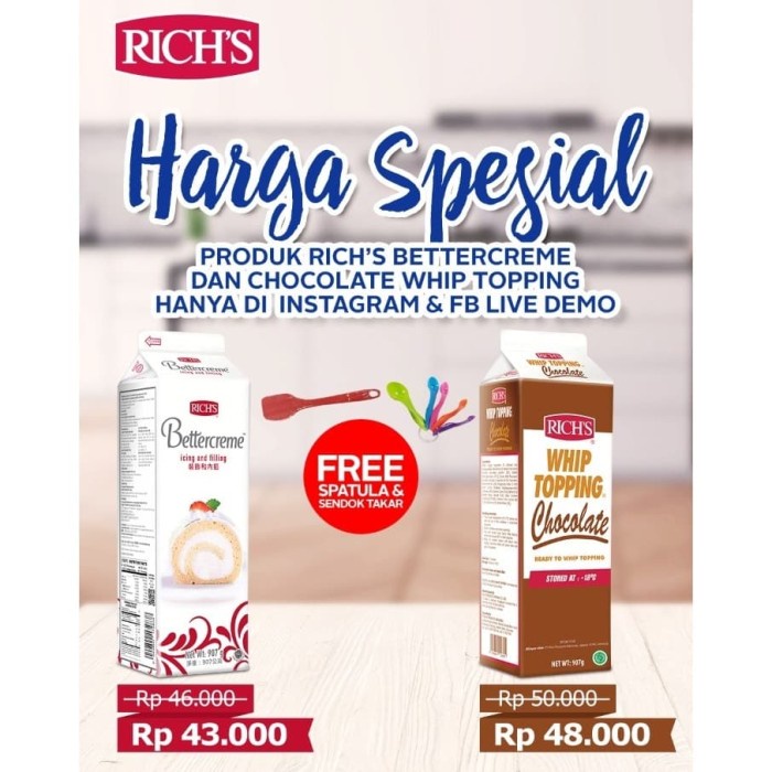 

PROMO HARGA SPESIAL Rich Bettercream & Rich Whip topping Chocolate