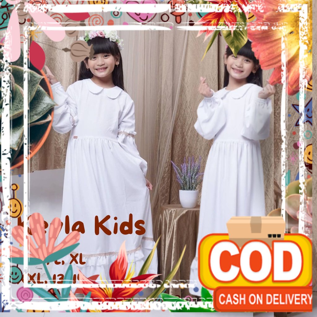 Gamis Putih Anak Set Hijab Baju Muslim Anak Gamis Putih Lebaran Jubah Putih Anak Perempuan Gamis Mus