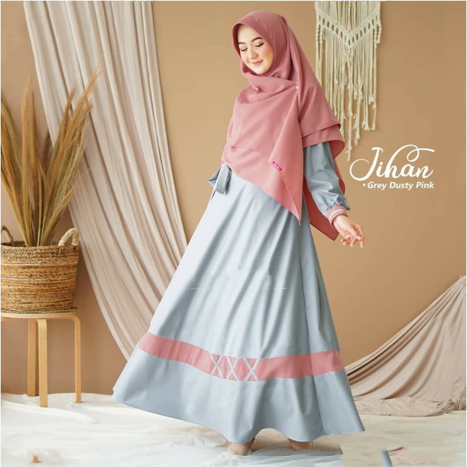 Terbaru ✨ Dress Syar'I Gamis Jihan Syari Dress Khimar Size S M L Xl Matt Moscrepe Hq Fashion Muslim 
