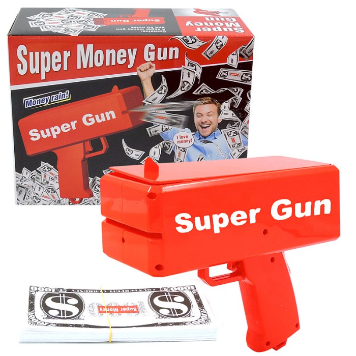 Money Gun Super Gun Tembakan Uang Terbang Kado Mainan Hari Raya Murah Kado MoneY Spray Gun Parodi