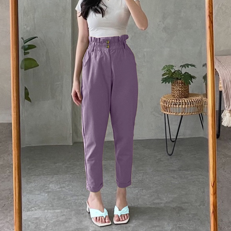 YUTA PANTS - Baggy Pants Linen Highwaist Terlaris - Celana Panjang Wanita - Celana Harem Kekinian allsize fit to L Hk-21