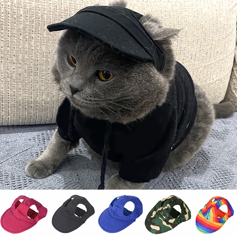 Topi Anjing Peliharaan Lucu Velcro Penyesuaian Topi Anjing Baseball Dengan Telinga Terbuka Topi Aksesoris Luar Ruangan Topi Bonnet Matahari Untuk Teddy Chihuahua