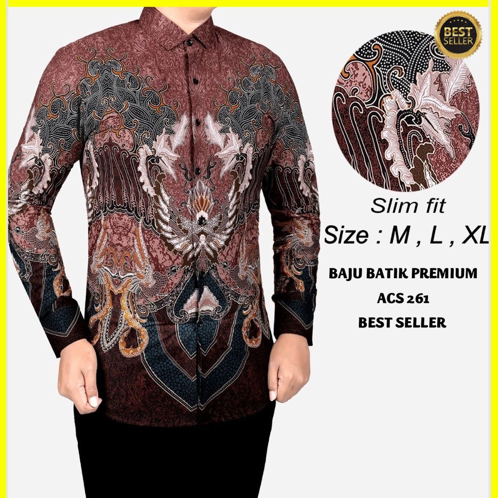 KEMEJA BATIK PRIA SLIM FIT BAJU BATIK PRIA SLIM FIT BATIK KATUN PRINTING LBL425 PREMIUM KEMEJA BLD JAKARTA