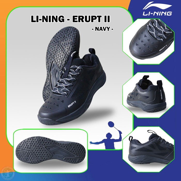 {MentariStore} LINING Erupt II / Erupt 2 Sepatu Badminton Original - Blue 41 Diskon