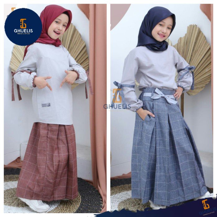 Bajau Anak Perempuan Muslimah Naura Set Blouse Setelan Blus dan Rok Anak Perempuan