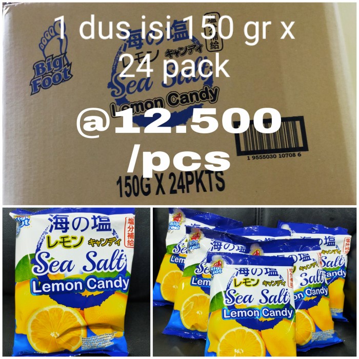 permen sea salt lemon 150 gr big foot per dus/sea salt candy FM