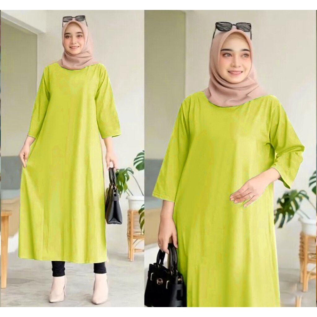 MIDI POLOS BASiC LD 120 JUMBO OVERSIZE PREMIUM LENGAN 3/4 LONG TUNIK