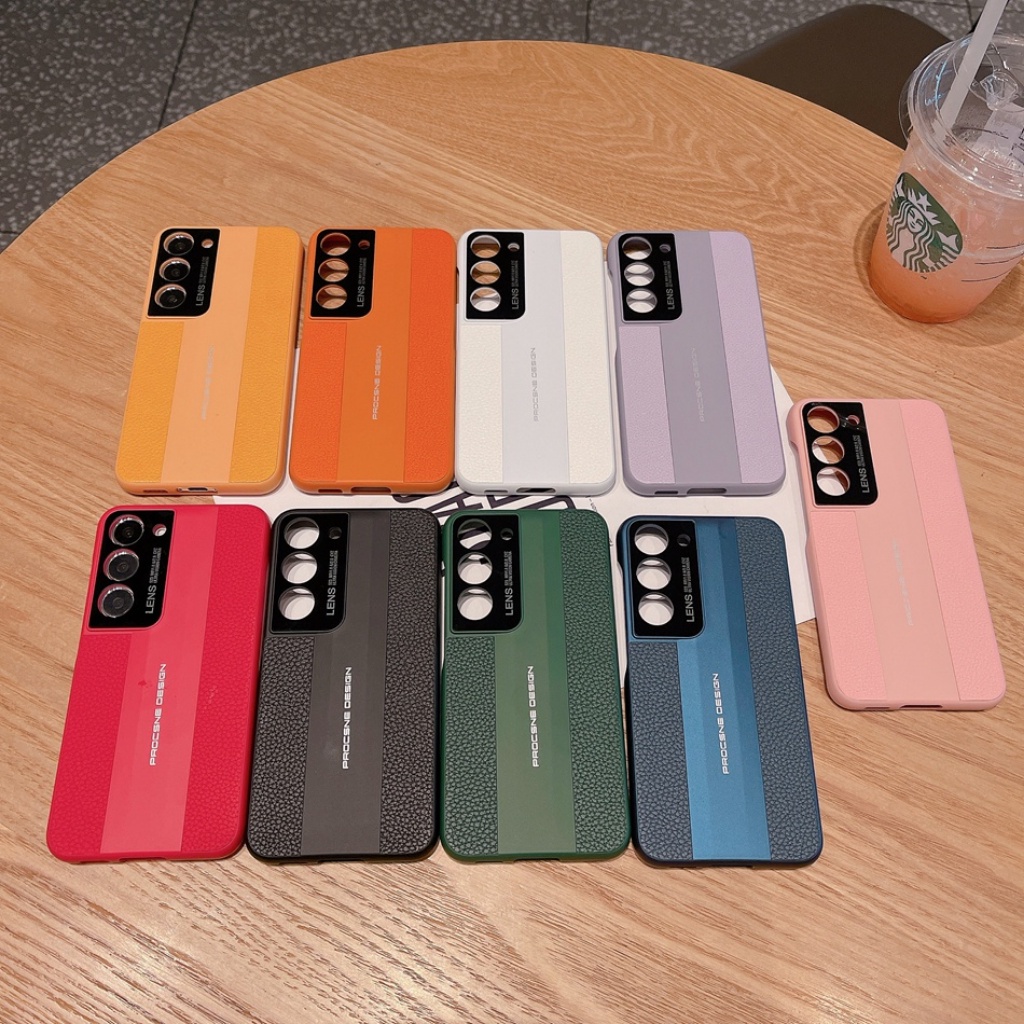 Casing Kulit Asli Porselen Mewah Untuk Samsung Galaxy S22+S23 Ultra Plus Matte Back Case Untuk Galaxy S22 S23 Plus Cover Bumper