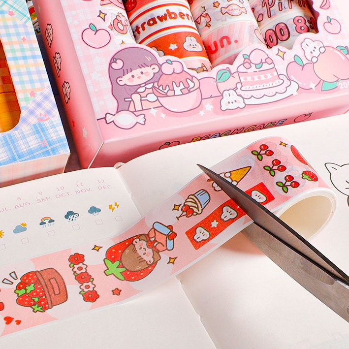 20roll/box Kartun Gadis Washi Tape Set Lucu Kartun Tangan Akun Stiker Hias Tape Perlengkapan Alat Tulis