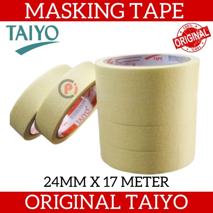 Original Taiyo Lakban Kertas Masking Tape 1 inch ( 24 mm x 17 Meter )