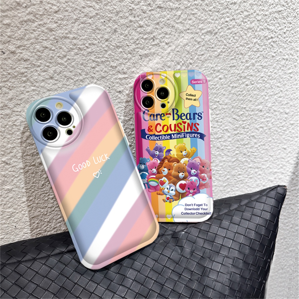 Oppo A57 A16 A16K A17 A5S A12 A3S A12E A92 A52 F1S A53 A33 A31 A9 A5 A15 A15S A54 F9 C1 Rainbows and Care bears Bantalan Udara TPU Phone Case Cover DGX