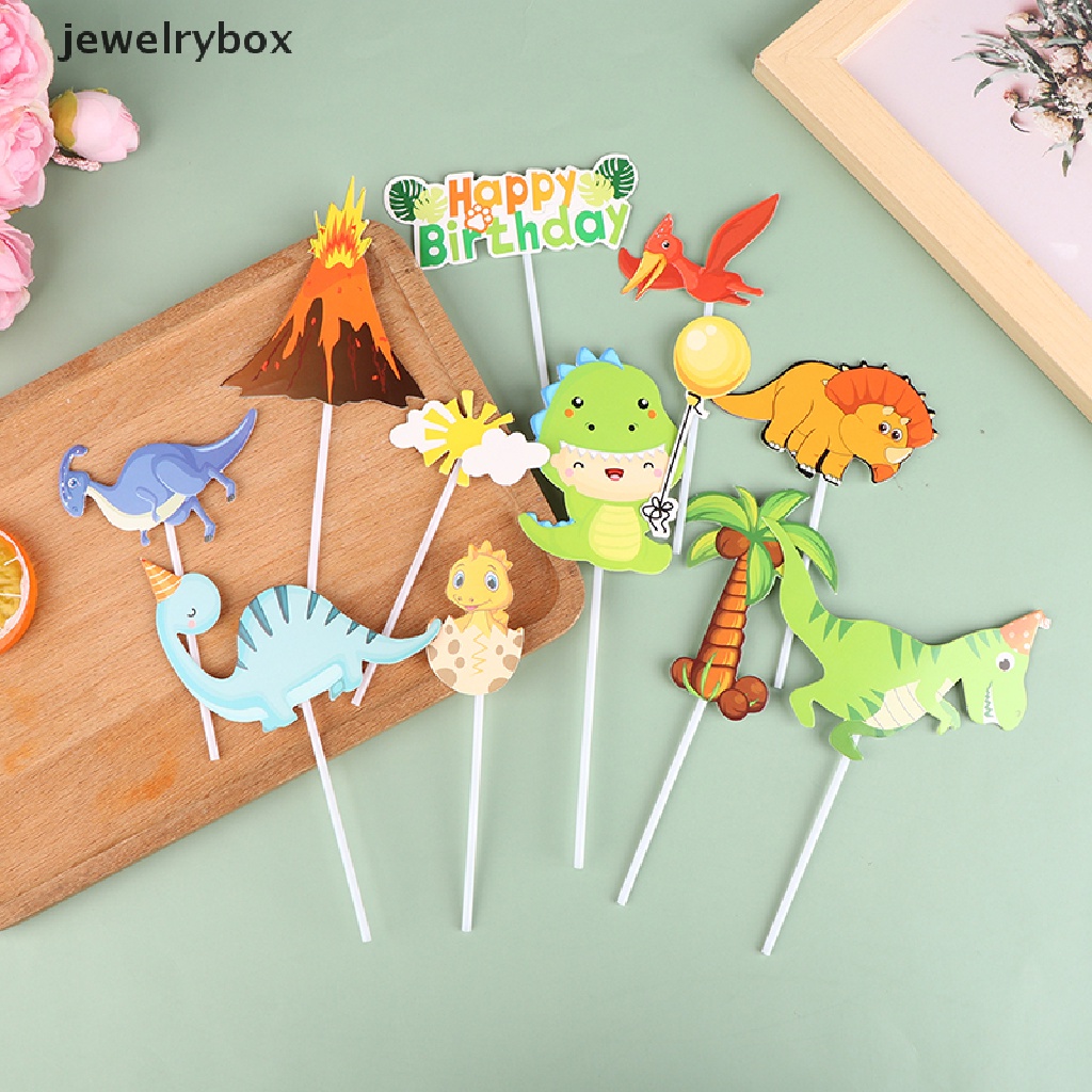 [jewelrybox] 1set Topper Kue Ulang Tahun Dinosaurus Hutan Dekorasi Kue Dino Perlengkapan Pesta Butik