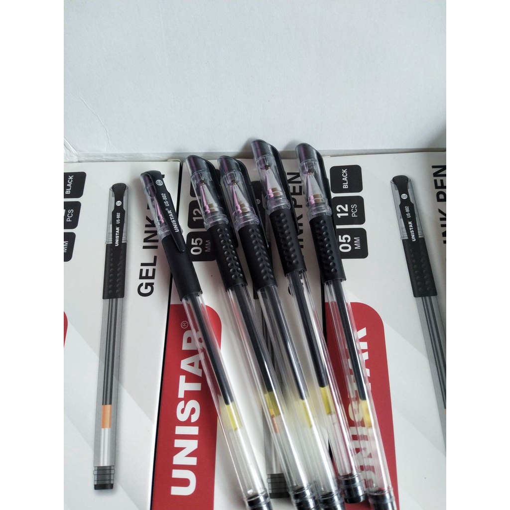 

bolpoint gel Unistar US 802 hitam ll 12 pcs Mantap