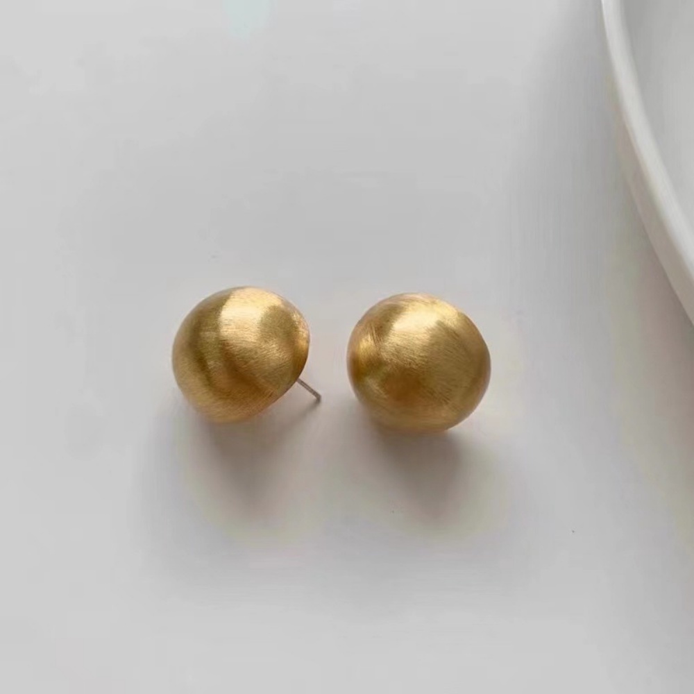 Deartiara Vintage Sederhana Brushed Matte Round Ball Solid Earrings Gaya Port Matte Anting Gaya