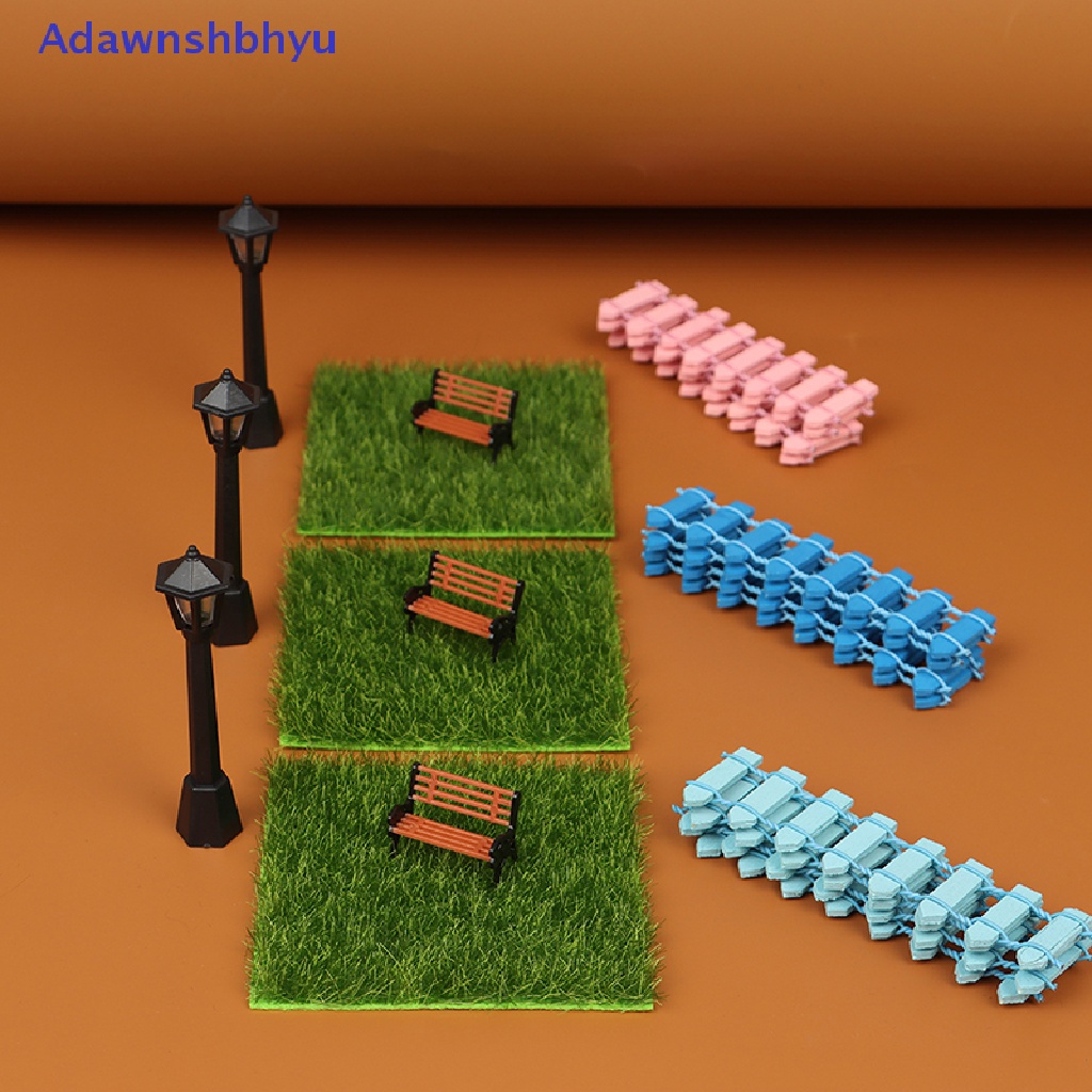 Adhyu 7pcs/set 1/12 Dollhouse Miniature Lawn Street Lamp Park Chair Railing Decor Toy ID