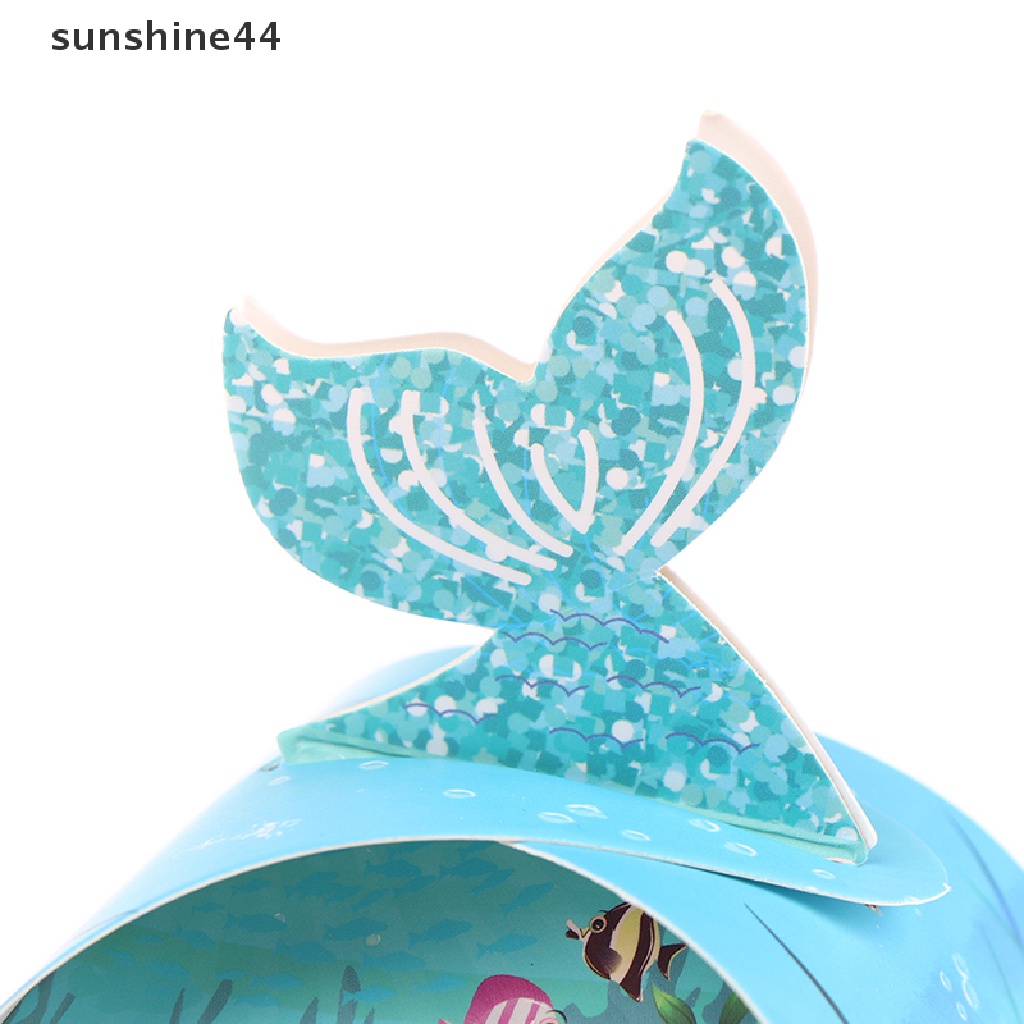 Sunshine 25 Pcs Mermaid Tail Pesta Ulang Tahun Tas Traktir Bawah Laut Bertema Permen Kotak ID