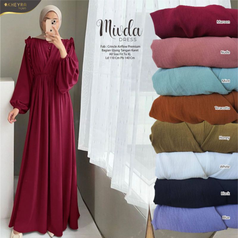 Mivda Dres By Kheyra //DRESS//DRESS WANITA//DRESS MUSLIM WANITA//GAMIS MUSLIM//GAMIS DAILY//GAMIS KE