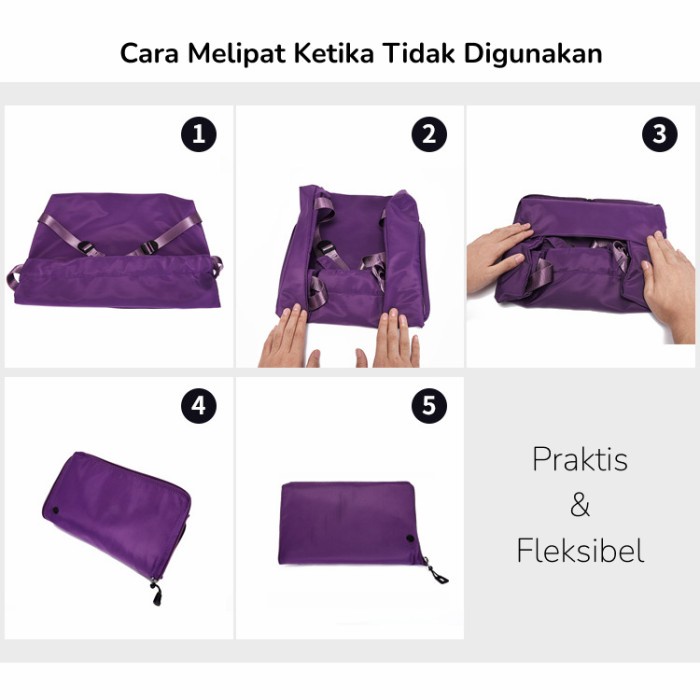 Tas Ransel Nylon Dua Arah dengan Tali Serut yang bisa dilipat