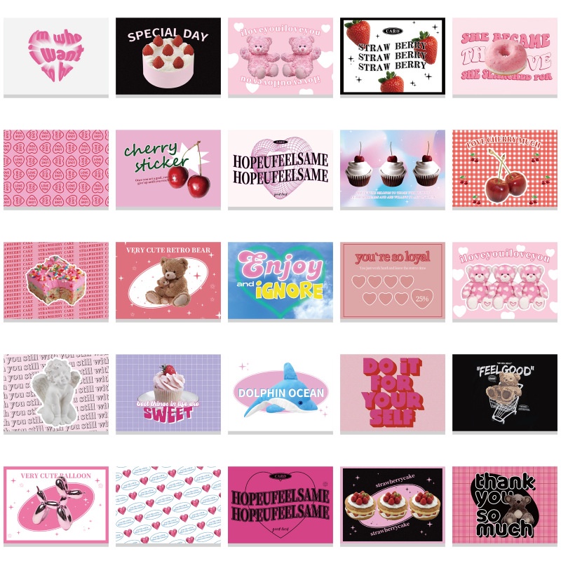 50pcs Stiker Kartun Lucu Gadis Pink Untuk Dekorasi Hadiah Gitar Notebook Rumah DIY Tahan Air Stiker