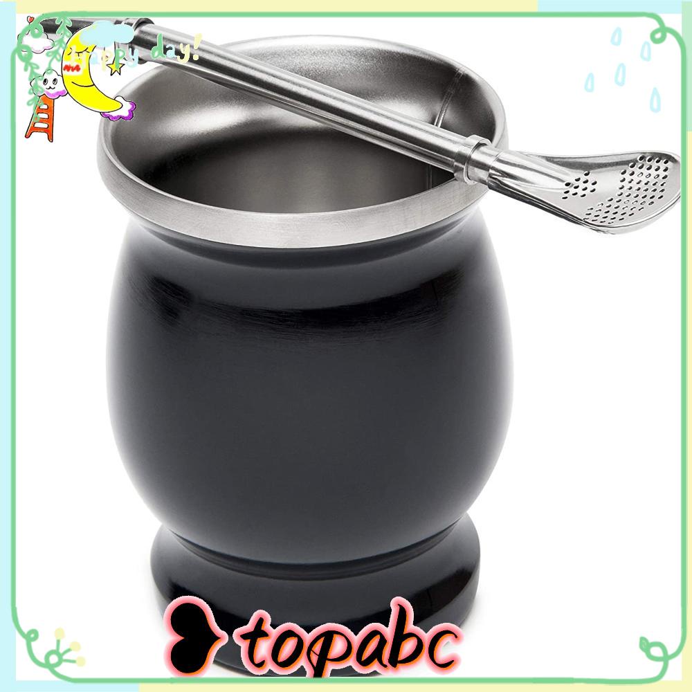 Top 8oz Yerba Mate Labu Set Dapur Stainless Steel Mudah Dibersihkan Double-Wall Bombilla Straw